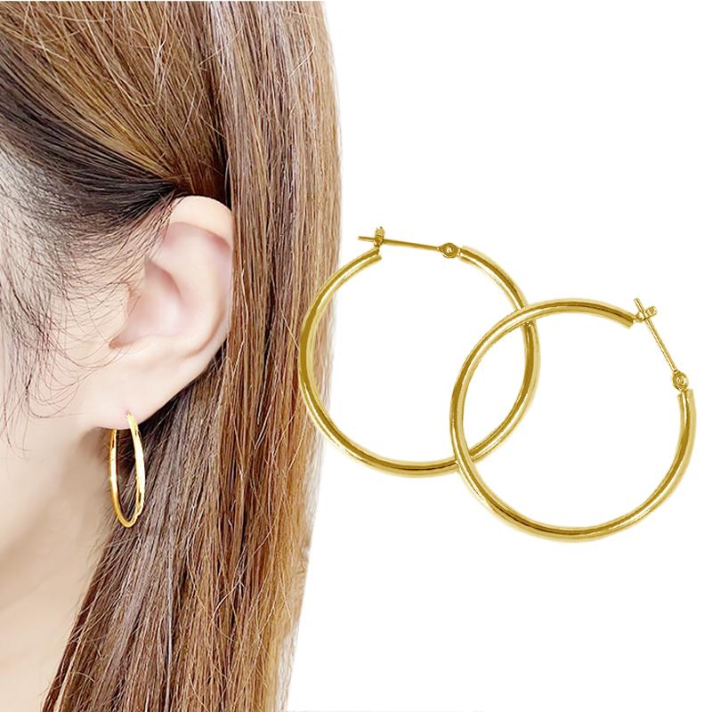 K18 YG シングル フープピアス 2×30mm  日本製 18金 YG 1個 片耳用 フープ 2mm 30mm メンズ レディース ジェンダーレス 送料無料 |  | 04