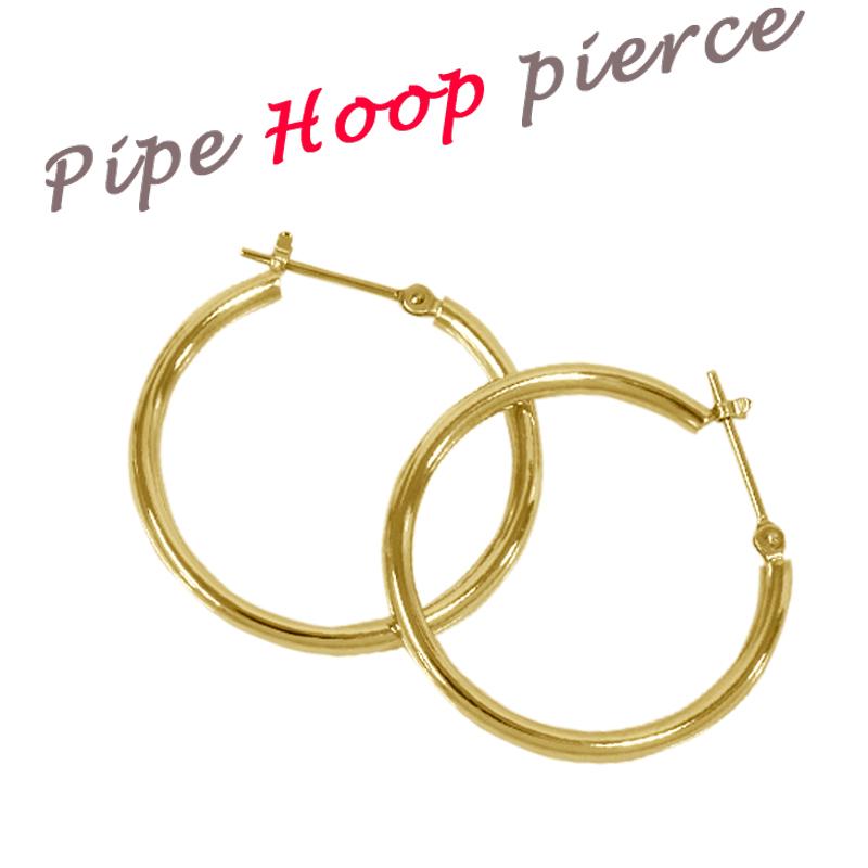 K18 フープピアス 2×25mm 18金 YG 片耳用　ユニセックス K18 フープピアス 2×25mm 18金 YG 片耳用ユニセックス