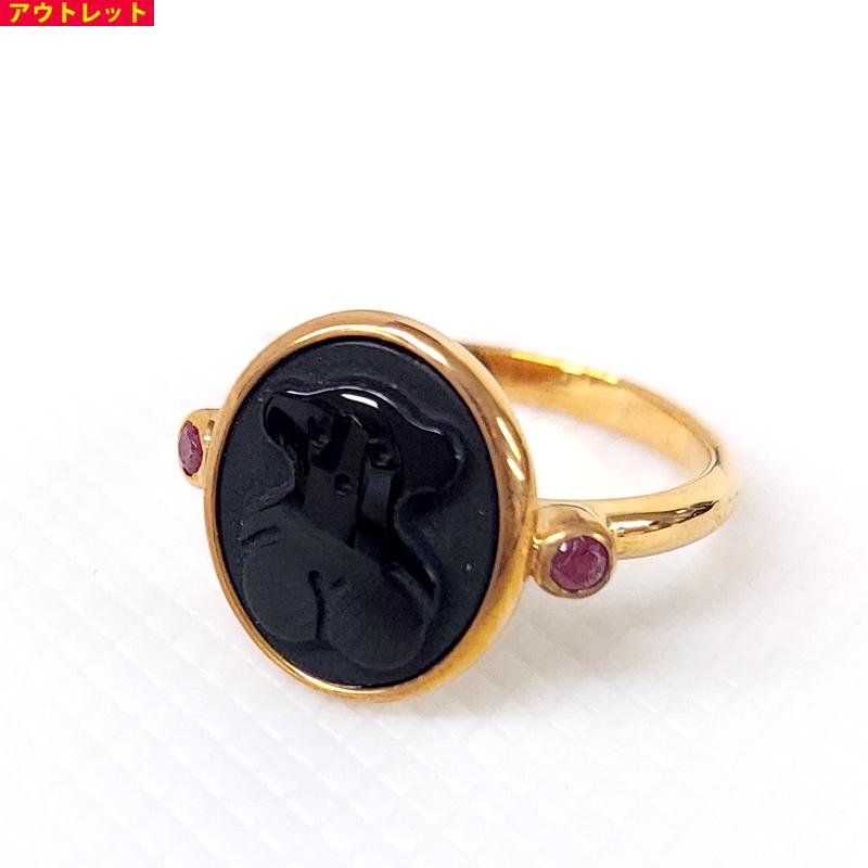 アウトレット！ TOUS トウス   SV925 カメエリング 14号 リング オニキス ルビー くま PGメッキ 指輪 712325510 新品 並行輸入品 | TOUS