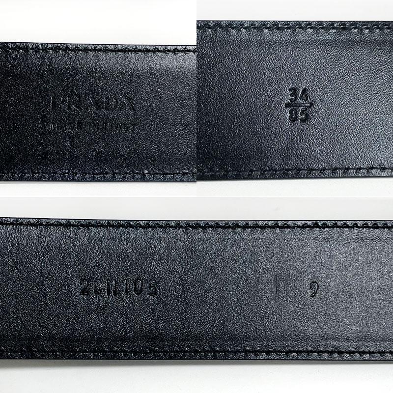 PRADA プラダ 新品・アウトレット ピンバックル レザーベルト ウエストベルト 2CM105 サフィアーノ 85cm 40mm幅 ブラック 送料無料｜smart2003｜05