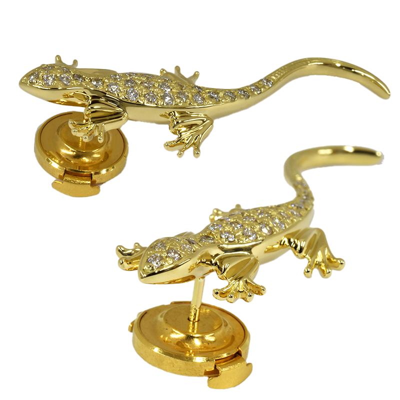 K18 トカゲモチーフ ラペルピン ピンズブローチ タイピン リザード