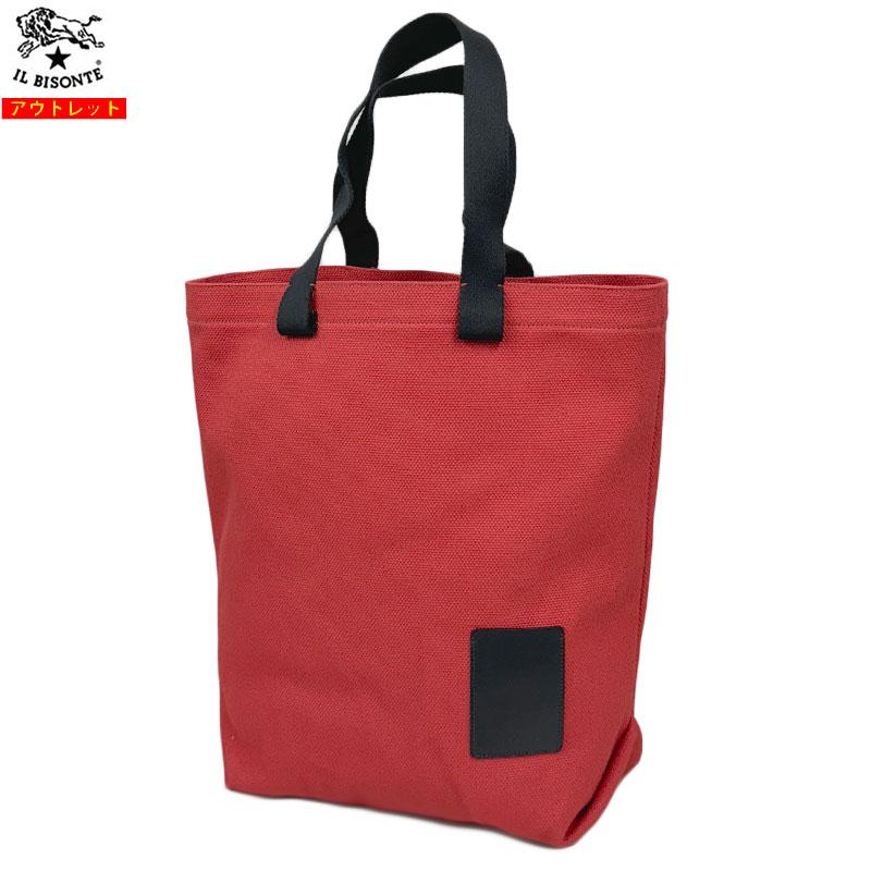 【9/15迄セール・1,100円OFF】IL BISONTE イルビゾンテ 新品 アウトレット トートバッグ BTO130 レッド キャンバス ショッピングバッグ | IL BISONTE