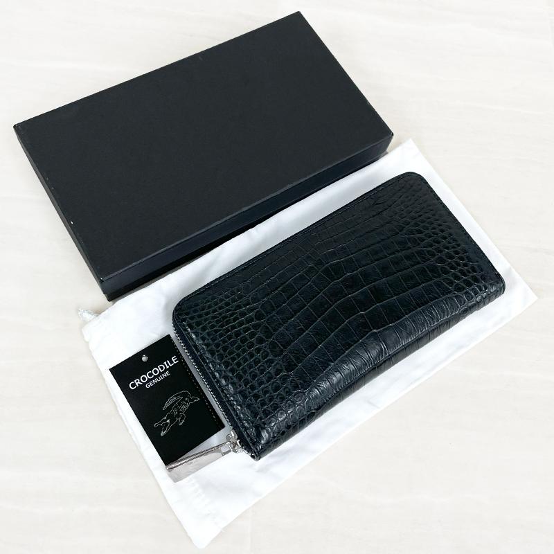 クロコダイル ラウンドファスナー 長財布 ロングウォレット ブラック 黒マット メンズ  ワニ ウォレット MADE IN VIETNAM 新品 |  | 07