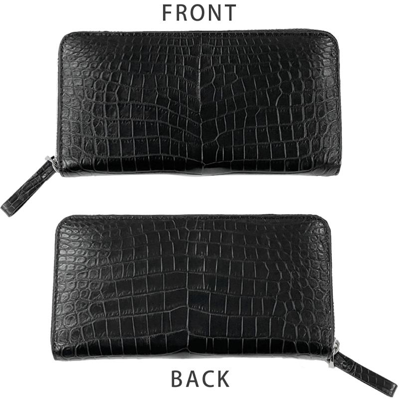クロコダイル ラウンドファスナー 長財布 ロングウォレット ブラック 黒マット メンズ  ワニ ウォレット MADE IN VIETNAM 新品 |  | 01