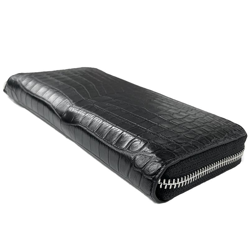 クロコダイル ラウンドファスナー 長財布 ロングウォレット ブラック 黒マット メンズ  ワニ ウォレット MADE IN VIETNAM 新品 |  | 03