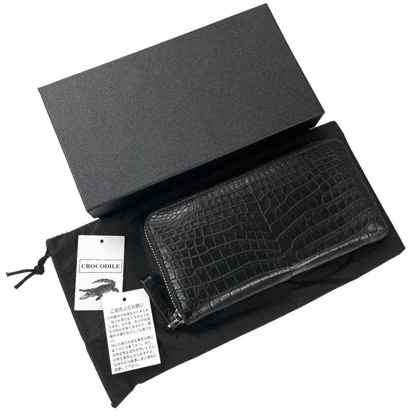 クロコダイル ラウンドファスナー 長財布 ロングウォレット ブラック 黒マット メンズ  ワニ ウォレット MADE IN VIETNAM 新品 |  | 07