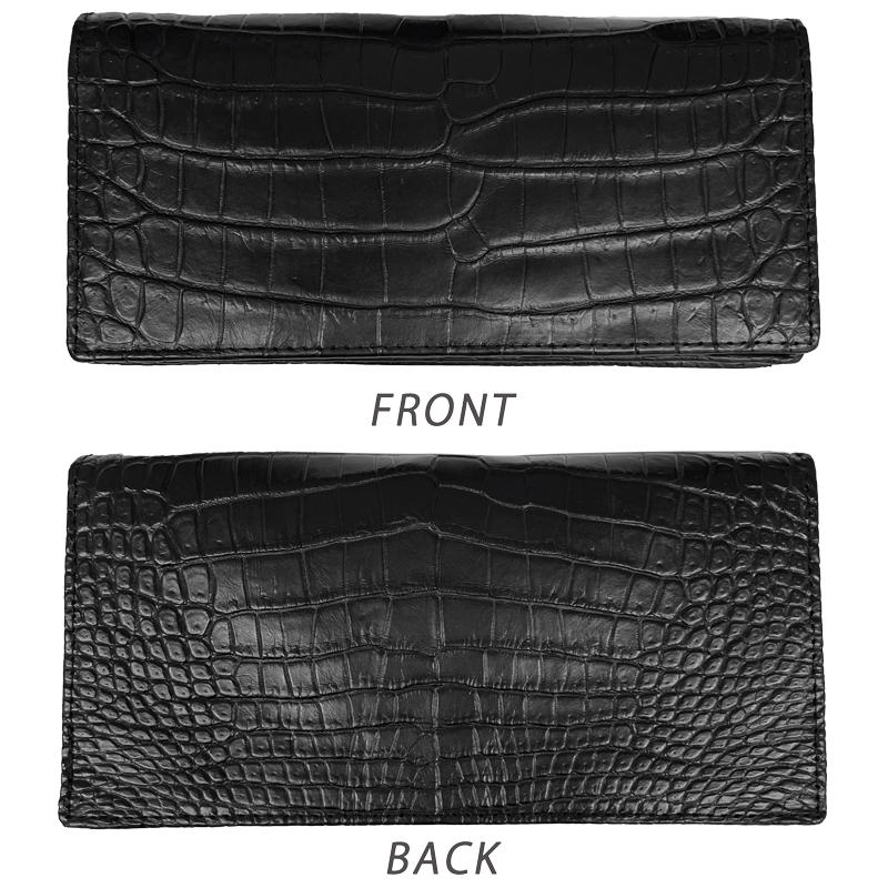新品 クロコダイル ブラッククロコ 長財布 小銭入れなし センター取り