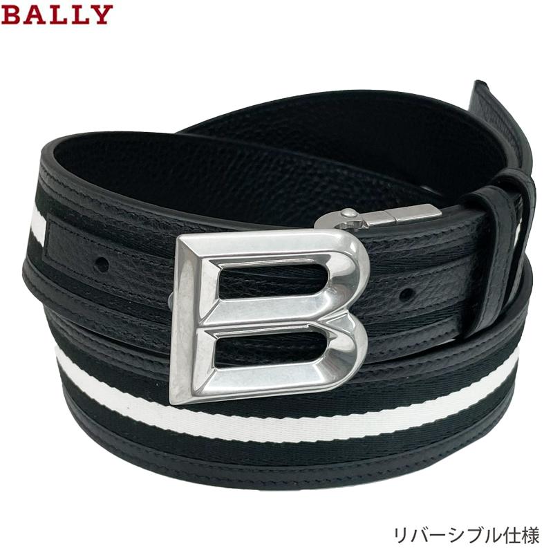 BALLY バリー 新品 アウトレット B BOLD 35 R.TSP / I945P 100 ブラック レザー キャンバス リバーシブル メンズ ベルト 並行輸入品 | Bally