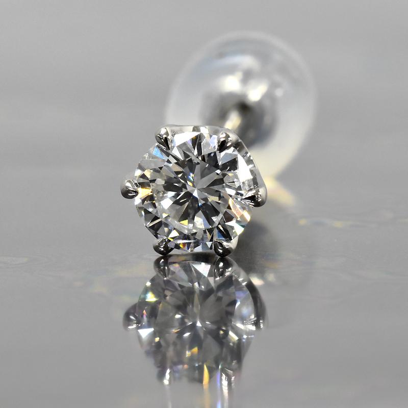 【天然ダイヤモンド0.5ct】Pt900 プラチナ 片耳ピアス 高級感 美品 Pt900 天然ダイヤモンド0.5ct片耳ピアス新品ライトブラウン系プラチナ