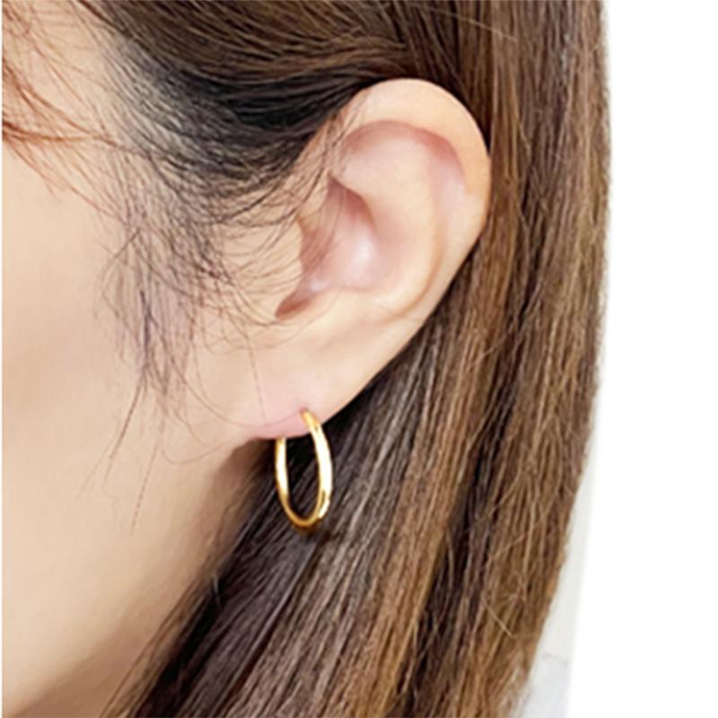 [片耳用] YG 18K フープピアス 2mm✖️20mm K18 YG シングル フープピアス 2×20mm 日本製 18金 1個 片耳用 フープ