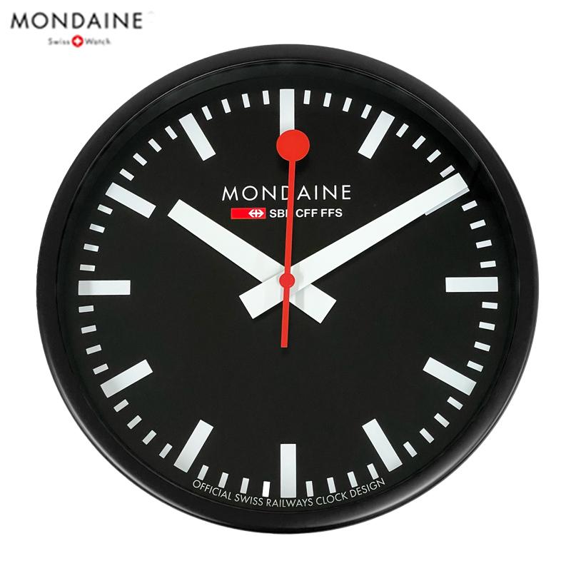 モンディーン MONDAINE ウォール クロック  Wall Clock  掛け時計 A990.CLOCK.64SBB 25cm ブラック 並行輸入品 | MONDAINE