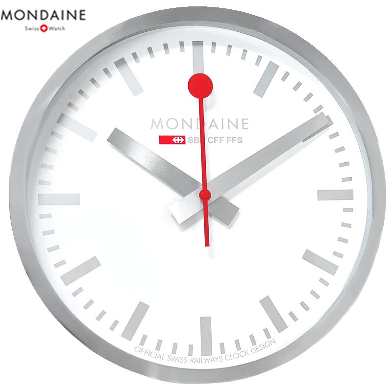 モンディーン MONDAINE ウォール クロック Wall Clock 掛け時計 A995.CLOCK.17SBV 40cm シルバー 大型  並行輸入品 | MONDAINE