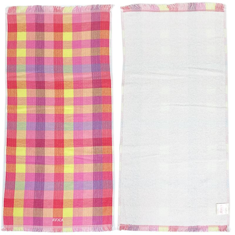 AVOCA アヴォカ フェイスタオル  ピンク系 ブルーグリーン系  2色10枚セット 綿100% 35×77cm ブロックチェック柄 裏パイル地 送料無料 | feiler | 04
