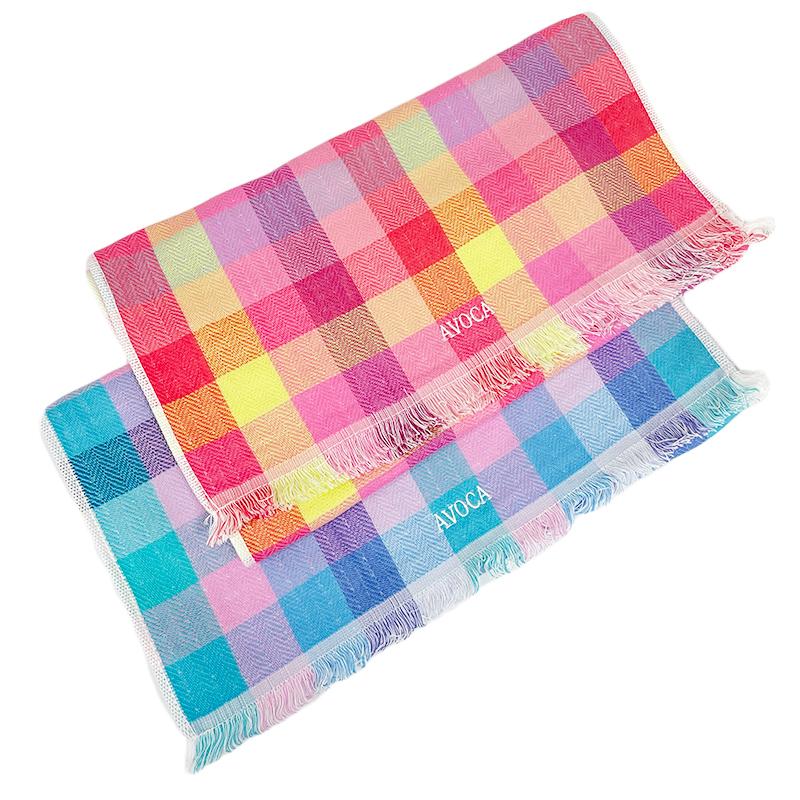 AVOCA アヴォカ フェイスタオル  ピンク系 ブルーグリーン系  2色10枚セット 綿100% 35×77cm ブロックチェック柄 裏パイル地 送料無料 | feiler | 02