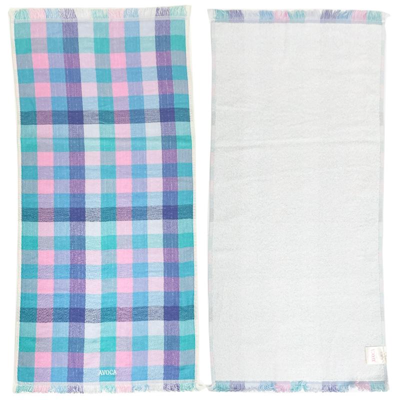 AVOCA アヴォカ フェイスタオル  ピンク系 ブルーグリーン系  2色10枚セット 綿100% 35×77cm ブロックチェック柄 裏パイル地 送料無料 | feiler | 07