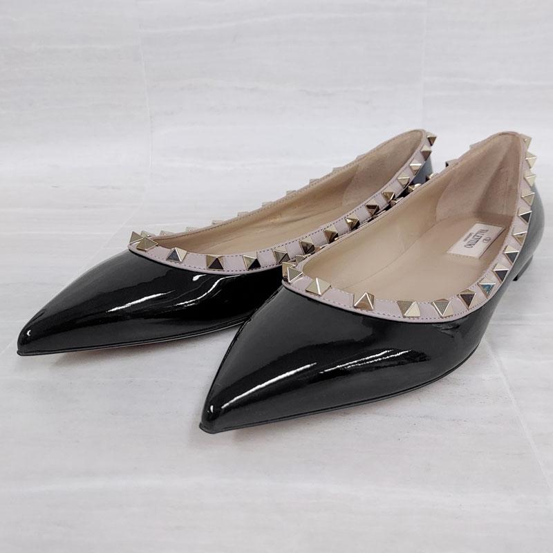 アウトレット！ VALENTINO ヴァレンティノ パンプス 1W2S0403 バレリーナ 38.5 25.5cm レザー エナメル 本革 スタッズ 並行輸入品 | VALENTINO | 01