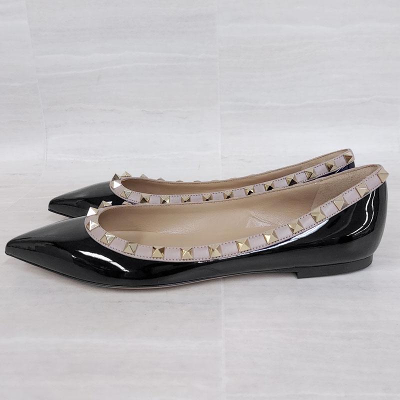 アウトレット！ VALENTINO ヴァレンティノ パンプス 1W2S0403 バレリーナ 38.5 25.5cm レザー エナメル 本革 スタッズ 並行輸入品 | VALENTINO | 02