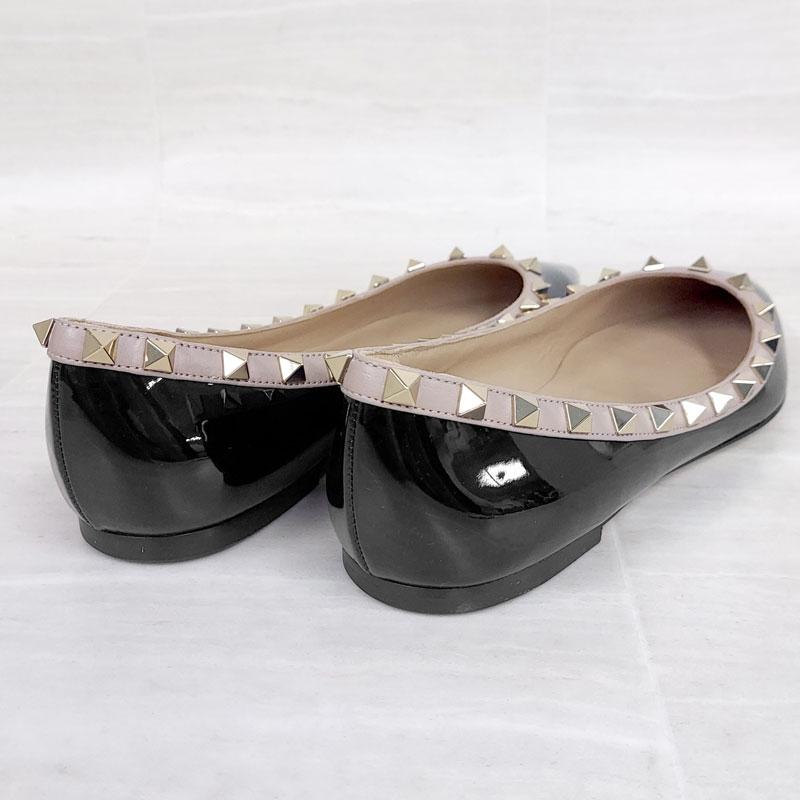 アウトレット！ VALENTINO ヴァレンティノ パンプス 1W2S0403 バレリーナ 38.5 25.5cm レザー エナメル 本革 スタッズ 並行輸入品 | VALENTINO | 03
