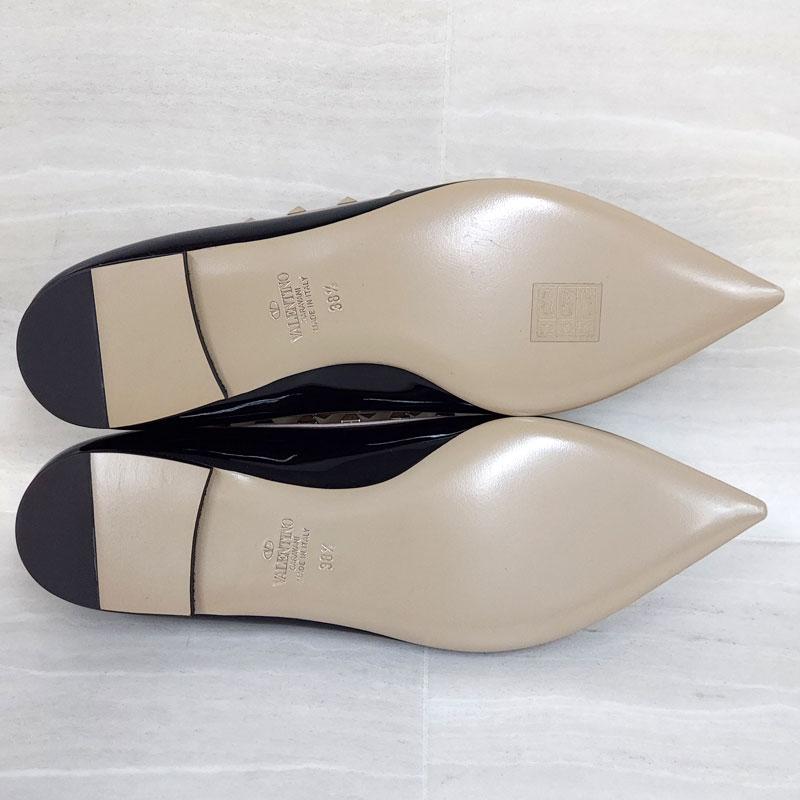 アウトレット！ VALENTINO ヴァレンティノ パンプス 1W2S0403 バレリーナ 38.5 25.5cm レザー エナメル 本革 スタッズ 並行輸入品 | VALENTINO | 04