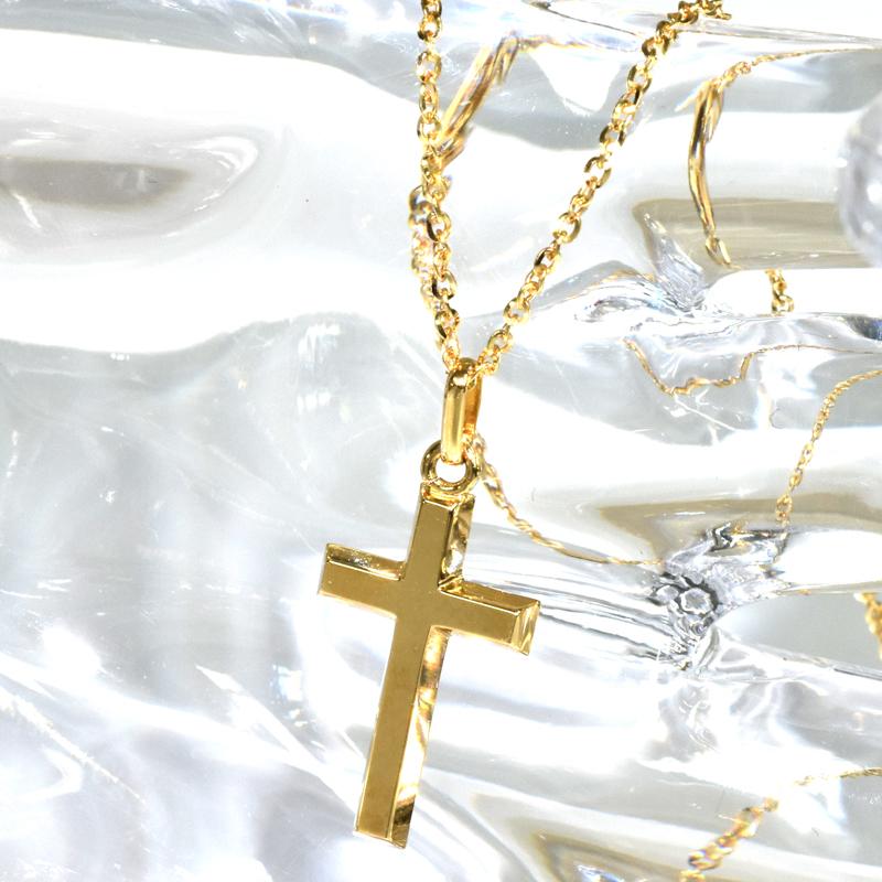 K18 シンプルクロス16 18金 ペンダント トップ クロス 十字架