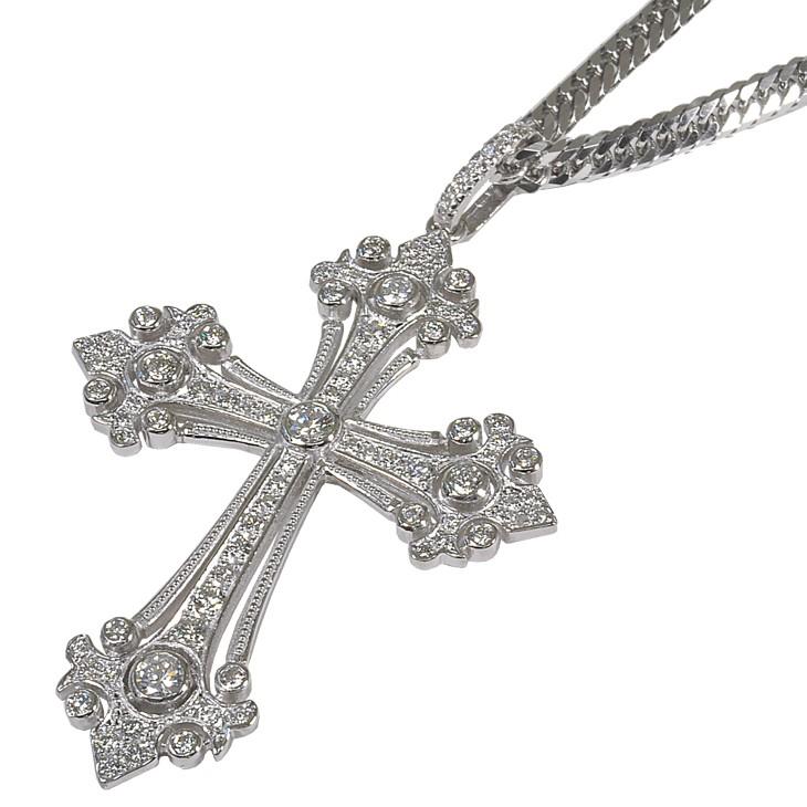 美品　ダイヤクロス　ペンダントトップ　ダイヤ0.5ct プラチナ900 Pt900 プラチナ ペンダントトップ ゴシッククロス58 ダイヤモンド 2.5