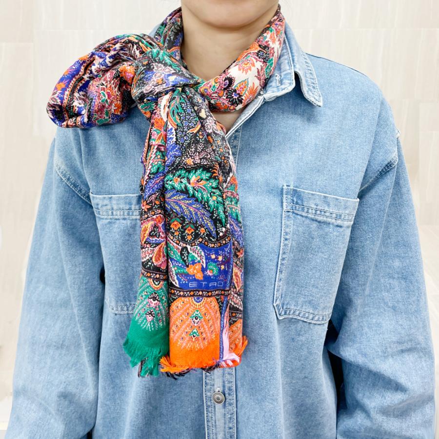 祝日 ETRO エトロ シルク×カシミア ペイズリー柄 ストール スカーフ