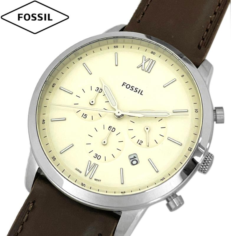 アウトレット！FOSSIL フォッシル 腕時計 新品  NEUTRA ノイトラ FS5380 クリーム メンズ  クォーツブラックダイヤル 革ベルト 送料無料 | FOSSIL