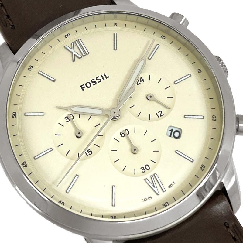 アウトレット！FOSSIL フォッシル 腕時計 新品  NEUTRA ノイトラ FS5380 クリーム メンズ  クォーツブラックダイヤル 革ベルト 送料無料 | FOSSIL | 01