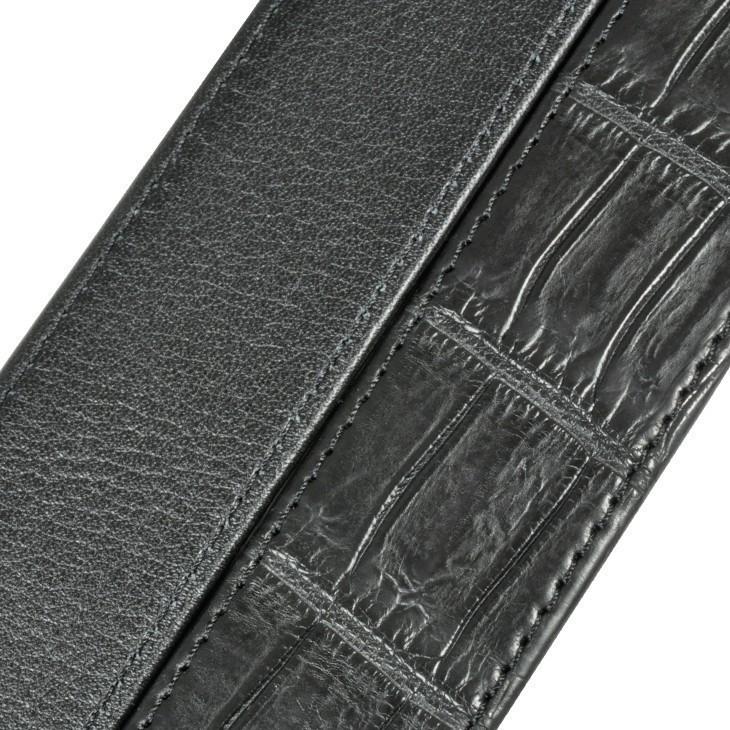 新品 クロコダイル ベルト Hバックル マット仕上げ 黒 替え 80～110cm 別注品 Hバックル用 替ベルト 110cm ブラック クロコダイル マット