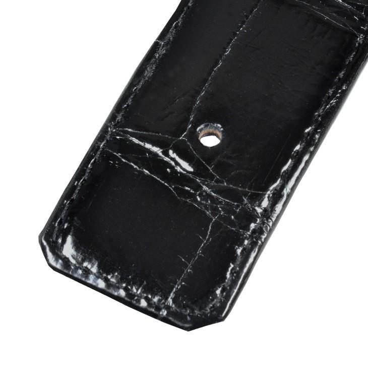 別注品 Hバックル用 替ベルト 110cm ブラック クロコダイル ツヤ有 （シャイニー）日本製 送料無料の画像