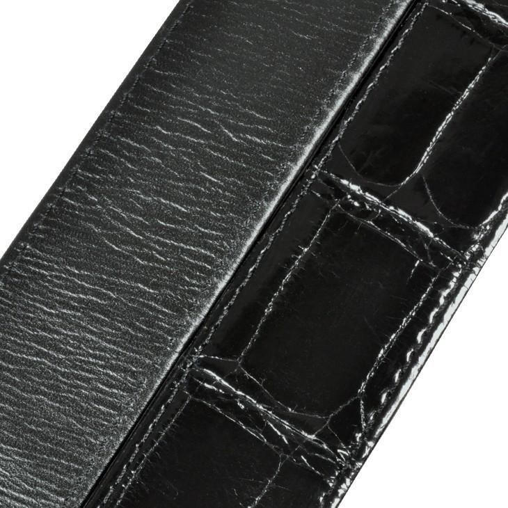 別注品 Hバックル用 替ベルト 110cm ブラック クロコダイル ツヤ有 （シャイニー）日本製 送料無料の画像