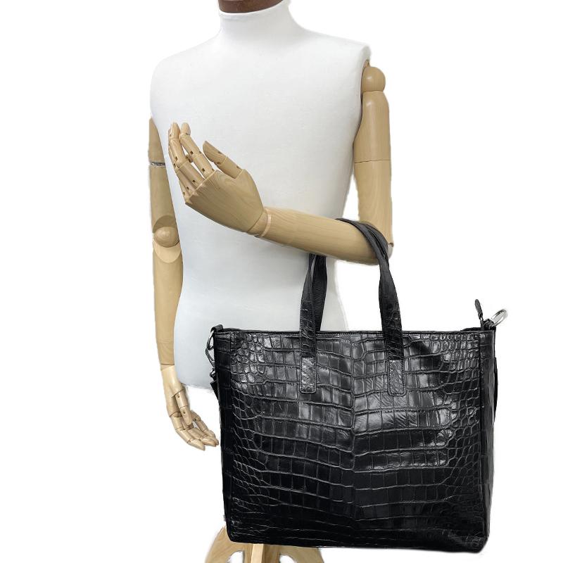 日本製 クロコダイル バッグ 黒 JRA 4109 センター取り ワニ