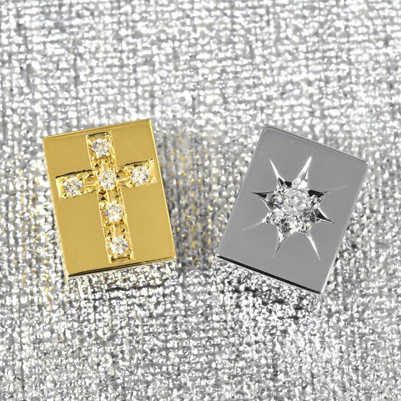 K18 ダイヤ クロス/後光留めプレート12 リバーシブル 喜平用 50〜100g