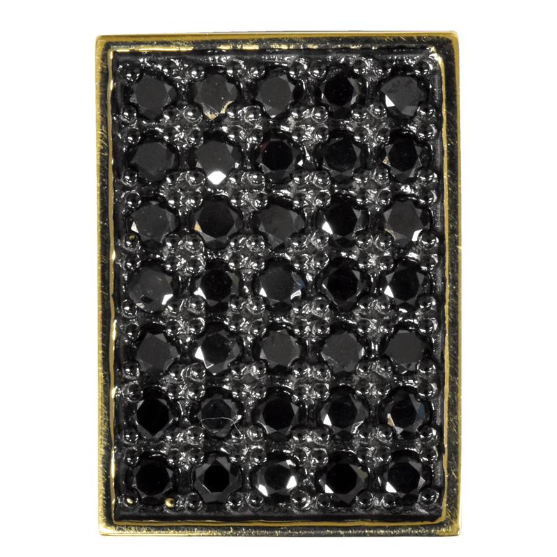 K18 ブラックダイヤ オールパヴェプレートBK14 喜平用 50〜100g専用 ペンダントトップ 1ctUP 18金 チャーム 日本製 メンズ ori24の画像