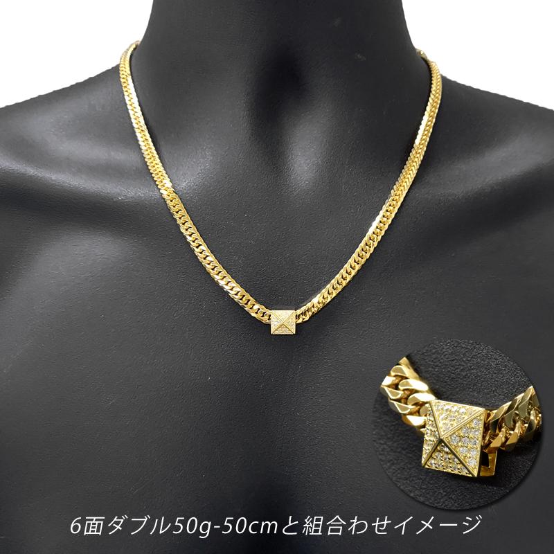 K18 ダイヤ スタッズパヴェプレート9 喜平用 50g 専用 ペンダントトップ ダイヤモンド 18金 ゴールド チャーム メンズ 日本製 ori24の画像