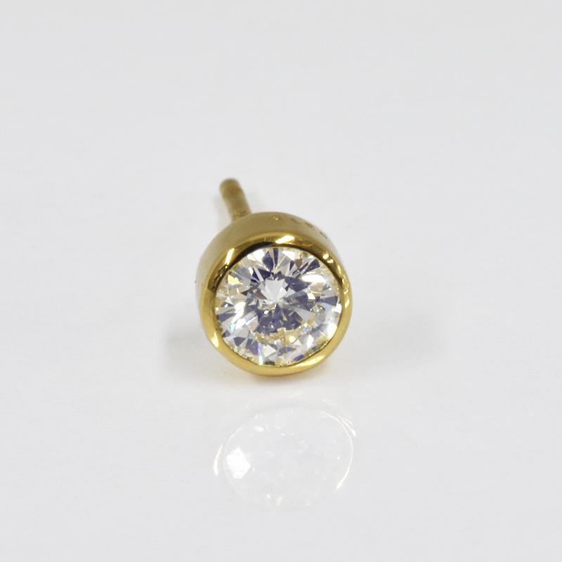 K18 ダイヤピアス 片耳 プラチナ 1粒 ダイヤモンド 0.2ct 覆輪 K18 ダイヤピアス 片耳 プラチナ 1粒 ダイヤモンド 0.2ct 覆輪