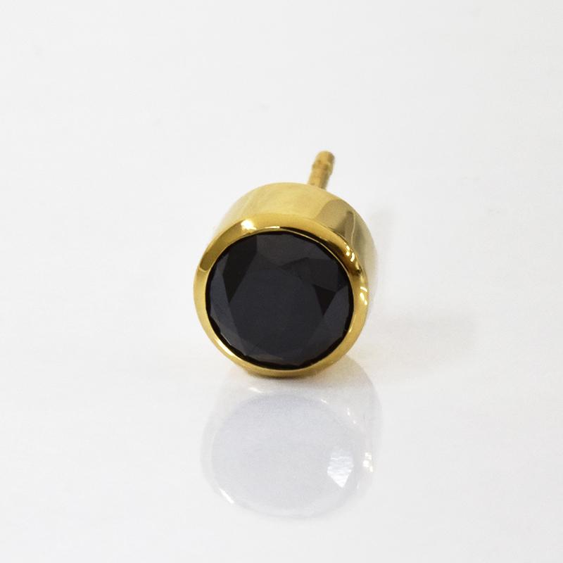 K18 1.0ct ブラックダイヤ ダイヤピアス 片耳 シングル 1粒 ブラック