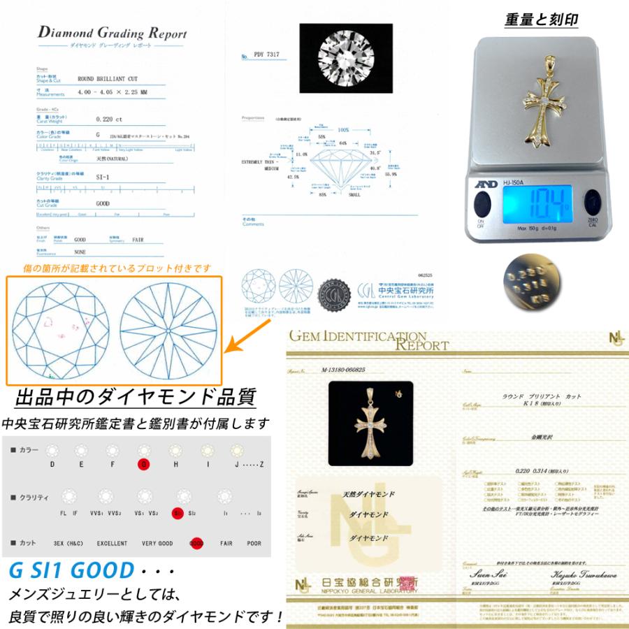 K18 クロスシャープ35  イエローゴールド ペンダントトップ ダイヤモンド 鑑定書付 0.2ct G SI2 GOOD以上 SHARP メンズ ori24 |  | 09