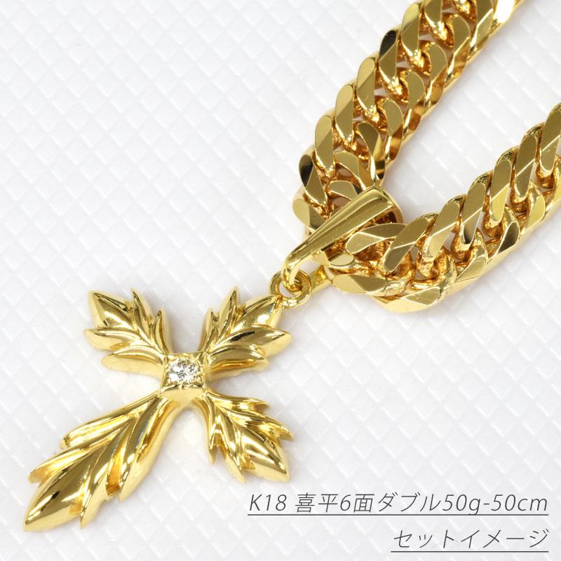 K18 1Pリーフクロス23 イエローゴールド 18金 ペンダントトップ