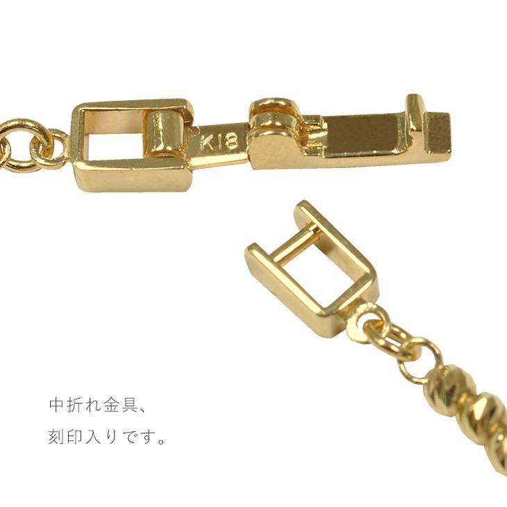 K18 2mm幅 ダイヤカットミラーボール20 ブレスレット 全長 18cm キラキラ メンズ レディース 18金 送料無料 ori24の画像