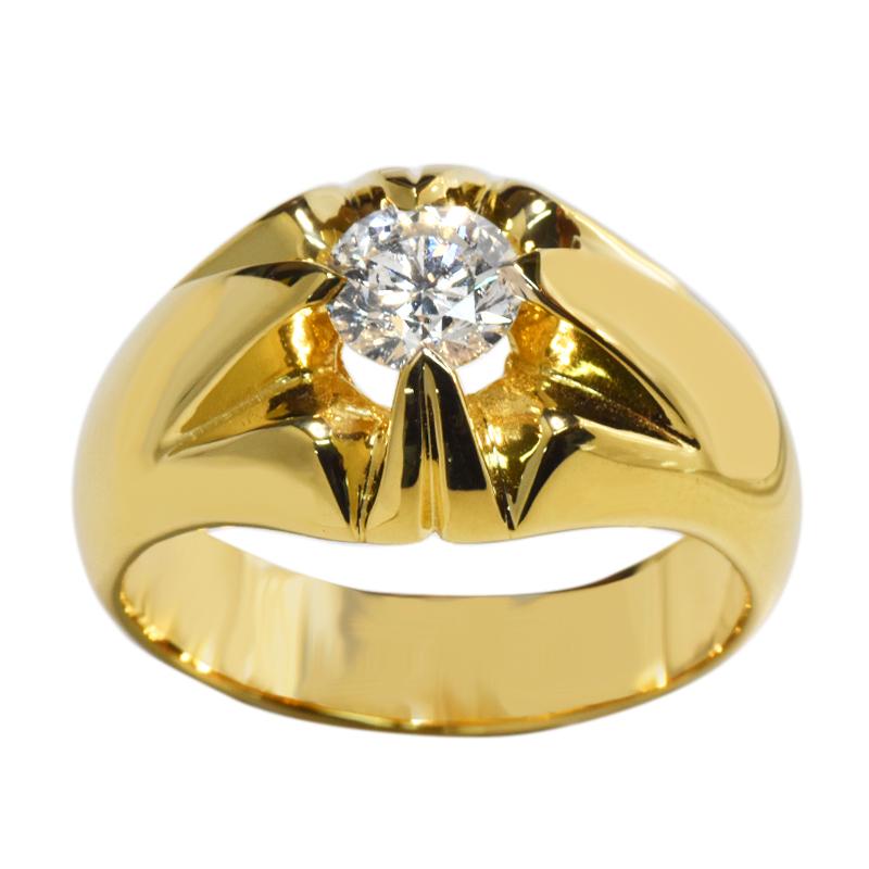 新品 K18 ダイヤモンドリング 1ct 長州 メンズリング 24号 指輪 天然