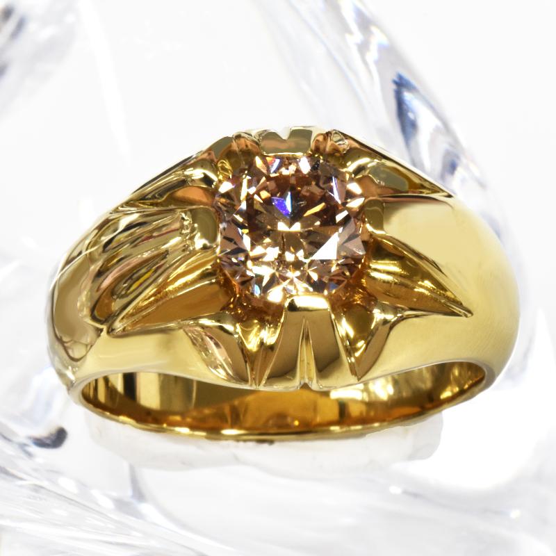 新品 K18 ダイヤモンドリング 2ct メンズリング 24号 指輪 天然 