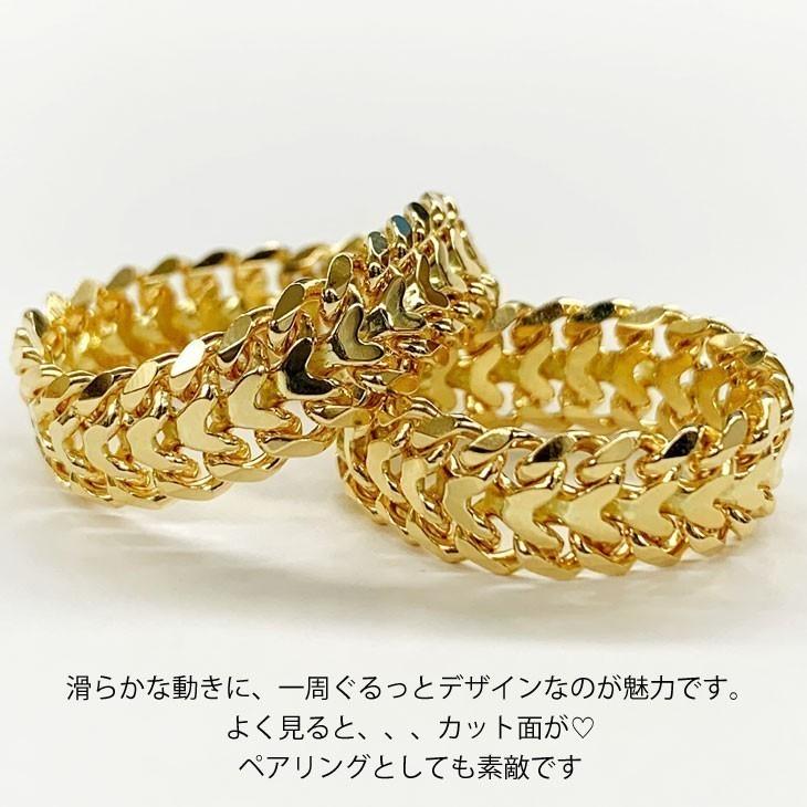 K18 6.6mm幅 13号 喜平チェーンリング 新品 18金 喜平リング 指輪 レディース メンズ ペアリングの画像