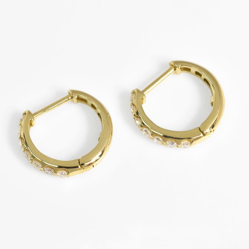 K18 中折れバネ式ダイヤフープピアス 2×11mm ダイヤピアス 18金 1