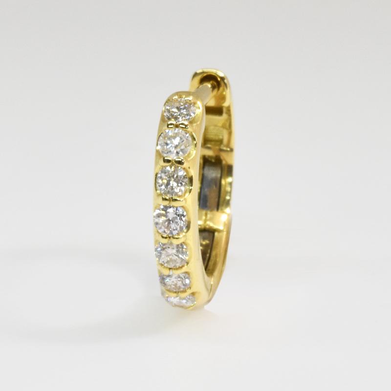 K18 中折れバネ式ダイプピアス  シングル 2×13mm 0.15ct イエローゴールド 18金 片耳用 小ぶり 2mm メンズ レディース  送料無料の画像