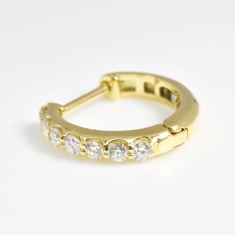 K18 中折れバネ式ダイプピアス  シングル 2×13mm 0.15ct イエローゴールド 18金 片耳用 小ぶり 2mm メンズ レディース  送料無料の画像