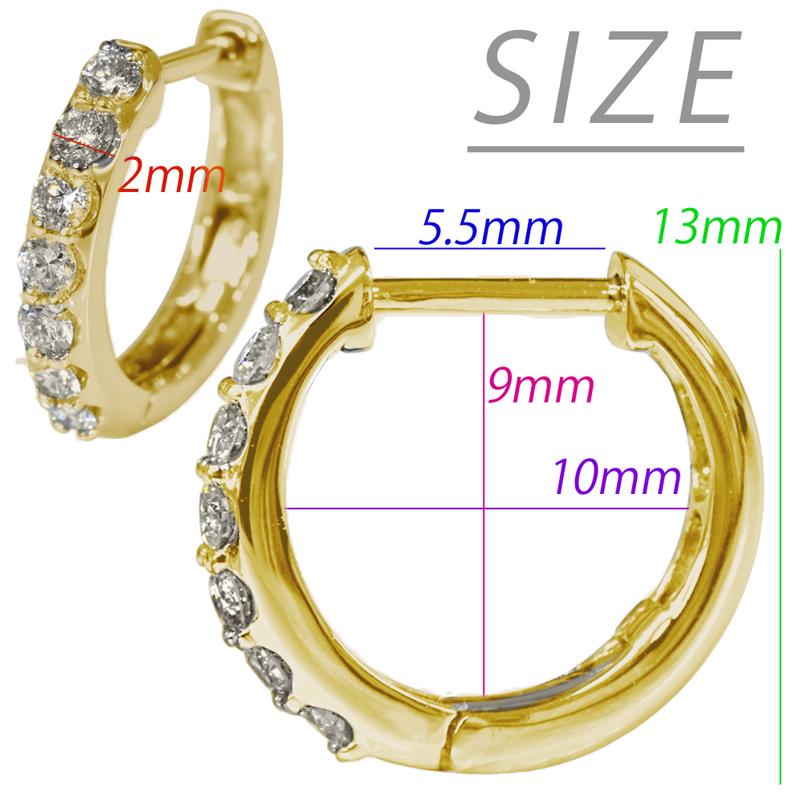 K18 中折れバネ式ダイプピアス  シングル 2×13mm 0.15ct イエローゴールド 18金 片耳用 小ぶり 2mm メンズ レディース  送料無料の画像