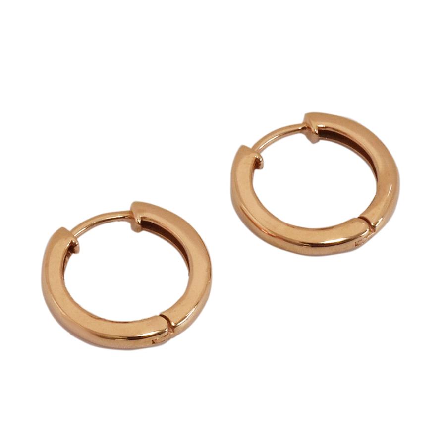 K18 PG 中折れフープピアス 2×15mm ピンクゴールド 1セット 18金 pg フープ 輪っか 2mm 15mm メンズ レディース 送料無料の画像
