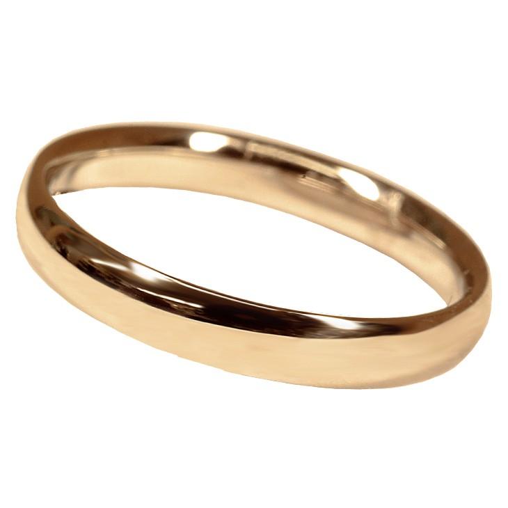 K18PG 3mm幅 ピンクゴールド ダイヤモンド あり/なし 選べます 甲丸リング 内甲丸 マリッジリング 結婚指輪 送料無料の画像