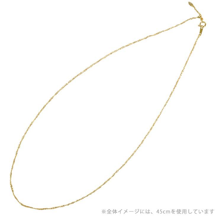 K18 1.0mm幅 45cm スクリューあずき10 イエローゴールド ネックレスチェーン スライドアジャスター付き ツイスト 小豆 アズキチェーンの画像